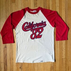 Insane Vintage 80s ‘California 82’ Red and Cream Raglan Tee